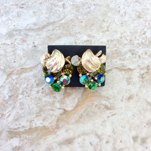 1950's Lisner-VTG Gold Rhinestone Clip-Ons